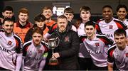 31 January 2025; Dundalk captain Daryl Horgan with the Jim Malone cup after his side's victory in the Jim Malone Cup match between Dundalk and Drogheda United at Oriel Park in Dundalk, Louth. Photo by Piaras Ó Mídheach/Sportsfile