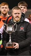 31 January 2025; Dundalk captain Daryl Horgan with the Jim Malone cup after his side's victory in the Jim Malone Cup match between Dundalk and Drogheda United at Oriel Park in Dundalk, Louth. Photo by Piaras Ó Mídheach/Sportsfile