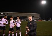 31 January 2025; Dundalk captain Daryl Horgan with the Jim Malone cup after his side's victory in the Jim Malone Cup match between Dundalk and Drogheda United at Oriel Park in Dundalk, Louth. Photo by Piaras Ó Mídheach/Sportsfile