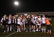 31 January 2025; Dundalk captain Daryl Horgan with the Jim Malone cup, alongside his team-mates, after his side's victory in the Jim Malone Cup match between Dundalk and Drogheda United at Oriel Park in Dundalk, Louth. Photo by Piaras Ó Mídheach/Sportsfile