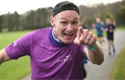 1 February 2025; Vhi ambassador and Olympian David Gillick in action with participants at the Marlay Park parkrun at Marlay Park in Dublin where Vhi hosted a special event to welcome parkrun founder Paul Sinton-Hewitt. Vhi ambassador and Olympian David Gillick was on hand to deliver a warm-up for all participants. parkrun in partnership with Vhi support local communities in organising free, weekly, timed 5km runs every Saturday at 9.30am. To register for a parkrun near you visit www.parkrun.ie. Photo by David Fitzgerald/Sportsfile