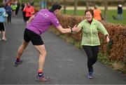 1 February 2025; Vhi ambassador and Olympian David Gillick with participants at the Marlay Park parkrun at Marlay Park in Dublin where Vhi hosted a special event to welcome parkrun founder Paul Sinton-Hewitt. Vhi ambassador and Olympian David Gillick was on hand to deliver a warm-up for all participants. parkrun in partnership with Vhi support local communities in organising free, weekly, timed 5km runs every Saturday at 9.30am. To register for a parkrun near you visit www.parkrun.ie. Photo by David Fitzgerald/Sportsfile