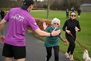 1 February 2025; Vhi ambassador and Olympian David Gillick with participants at the Marlay Park parkrun at Marlay Park in Dublin where Vhi hosted a special event to welcome parkrun founder Paul Sinton-Hewitt. Vhi ambassador and Olympian David Gillick was on hand to deliver a warm-up for all participants. parkrun in partnership with Vhi support local communities in organising free, weekly, timed 5km runs every Saturday at 9.30am. To register for a parkrun near you visit www.parkrun.ie. Photo by David Fitzgerald/Sportsfile