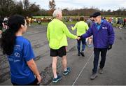 1 February 2025; Parkrun founder Paul Sinton-Hewitt with participants after the Marlay Park parkrun at Marlay Park in Dublin where Vhi hosted a special event to welcome parkrun founder Paul Sinton-Hewitt. Vhi ambassador and Olympian David Gillick was on hand to deliver a warm-up for all participants. parkrun in partnership with Vhi support local communities in organising free, weekly, timed 5km runs every Saturday at 9.30am. To register for a parkrun near you visit www.parkrun.ie. Photo by David Fitzgerald/Sportsfile