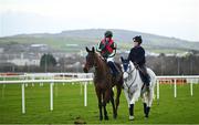 1 February 2025; Jockey Paul Townend is interviewed by Kate Walsh after winning the Nathaniel Lacy & Partners Solicitors Novice Hurdle on Final Demand during day one of the Dublin Racing Festival at Leopardstown Racecourse in Dublin. Photo by Shauna Clinton/Sportsfile