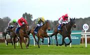 1 February 2025; Hello Neighbour, with Keith Donoghue up, on their way to winning the Gannon`s City Recovery & Recycling Services Juvenile Hurdle during day one of the Dublin Racing Festival at Leopardstown Racecourse in Dublin. Photo by Shauna Clinton/Sportsfile