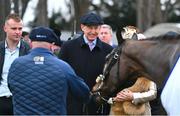 1 February 2025; Trainer Gavin Cromwell after sending out Hello Neighbour to win the Gannon`s City Recovery & Recycling Services Juvenile Hurdle during day one of the Dublin Racing Festival at Leopardstown Racecourse in Dublin. Photo by Shauna Clinton/Sportsfile