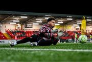 31 January 2025; Derry City goalkeeper Arlo Doherty before the pre-season friendly match between Derry City and Ballymena United at the Ryan McBride Brandywell Stadium in Derry. Photo by Stephen McCarthy/Sportsfile