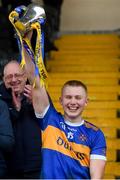 1 February 2025; Thurles CBS captain Robbie Ryan lifts the Dr Harty Cup after winning the Dr Harty Cup final match between Thurles CBS and St Flannans Ennis at Mallow GAA Complex in Cork. Photo by John Sheridan/Sportsfile