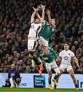 1 February 2025; Freddie Steward of England in action against Hugo Keenan of Ireland during the Guinness Six Nations Rugby Championship match between Ireland and England at Aviva Stadium in Dublin. Photo by Sam Barnes/Sportsfile