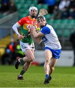 2 February 2025; Jamie Barron of Waterford scores a second half point during the Allianz Hurling League Division 1B match between Carlow and Waterford at Netwatch Cullen Park in Carlow. Photo by Stephen Marken/Sportsfile