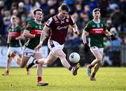 2 February 2025; Johnny Heaney of Galway on the attack during the Allianz Football League Division 1 match between Mayo and Galway at Hastings Insurance MacHale Park in Castlebar, Mayo. Photo by Piaras Ó Mídheach/Sportsfile