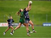 3 February 2025; Sinead Walsh of Mayo in action against Aoibhín Cleary of Meath during the 2025 Lidl Ladies National Football League Division 1 match between Meath and Mayo at Páirc Tailteann in Navan, Meath. Photo by David Fitzgerald/Sportsfile