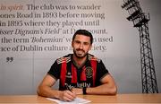 4 February 2025; Bohemians new signing Connor Parsons poses for a portrait during his unveiling at Bohemian FC offices in Dublin. Photo by Piaras Ó Mídheach/Sportsfile