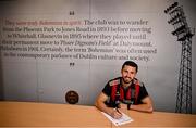 4 February 2025; Bohemians new signing Connor Parsons poses for a portrait during his unveiling at Bohemian FC offices in Dublin. Photo by Piaras Ó Mídheach/Sportsfile