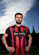 4 February 2025; Bohemians new signing Connor Parsons poses for a portrait during his unveiling at Dalymount Park in Dublin. Photo by Piaras Ó Mídheach/Sportsfile