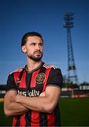 4 February 2025; Bohemians new signing Connor Parsons poses for a portrait during his unveiling at Dalymount Park in Dublin. Photo by Piaras Ó Mídheach/Sportsfile