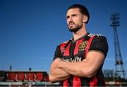 4 February 2025; Bohemians new signing Connor Parsons poses for a portrait during his unveiling at Dalymount Park in Dublin. Photo by Piaras Ó Mídheach/Sportsfile