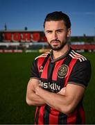 4 February 2025; Bohemians new signing Connor Parsons poses for a portrait during his unveiling at Dalymount Park in Dublin. Photo by Piaras Ó Mídheach/Sportsfile