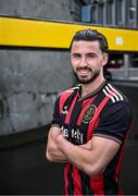 4 February 2025; Bohemians new signing Connor Parsons poses for a portrait during his unveiling at Bohemian FC offices in Dublin. Photo by Piaras Ó Mídheach/Sportsfile