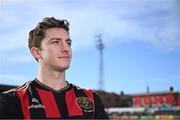 4 February 2025; Bohemians new signing Alex Lacey poses for a portrait during his unveiling at Dalymount Park in Dublin. Photo by Piaras Ó Mídheach/Sportsfile