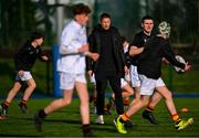 4 February 2025; Presentation College, Bray head coach Will Matthews before the Bank of Ireland Leinster Rugby Boys Schools Junior Cup First Round match between Newbridge College and Presentation College, Bray at Energia Park in Dublin. Photo by Shauna Clinton/Sportsfile