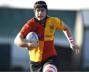 4 February 2025; Rory O'Connor O'Hehir of St Fintan's High School in action during the Bank of Ireland Leinster Rugby Boys Schools Senior Cup First Round match between Temple Carrig School and St Fintan's High School at Castle Avenue in Dublin. Photo by Matt Browne/Sportsfile