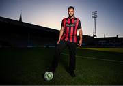 5 February 2025; Bohemians new signing Lys Mousset poses for a portrait during his unveiling at Dalymount Park in Dublin. Photo by Piaras Ó Mídheach/Sportsfile