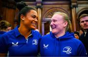 5 February 2025; Leinster Rugby, in association with Bank of Ireland, welcomed players, coaches and members of the media to College Green for the exclusive screening of ‘This Is Leinster’, a five-part behind the scenes documentary of the women’s team interprovincial success in the summer of 2024. The documentary, shot by the Leinster Rugby in-house videography team and led by Tom O’Sullivan, features never before seen footage and access with the wider squad, plus in-depth conversations with head coach Tania Rosser, captain Hannah O’Connor, and players Eimear Corri and Ruth Campbell. The documentary goes live at 7pm on Thursday evening, 6 February 2025 across all Leinster Rugby social platforms. Pictured are Leinster's Eimear Corri, left, and Aoife Wafer. Photo by Shauna Clinton/Sportsfile