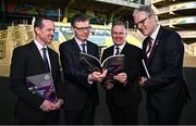 6 February 2025; In attendance are, from left, GAA director of finance Ger Mulryan, Ard Stiúrthóir of the GAA Tom Ryan, Croke Park Stadium Director Peter McKenna and Uachtarán Chumann Lúthchleas Gael Jarlath Burns before the GAA Annual Report media event at Croke Park in Dublin. Photo by Seb Daly/Sportsfile