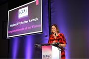 7 February 2025; MC Gráinne McElwain at the 2024 LGFA National Volunteer of the Year awards ceremony at Croke Park in Dublin. Photo by Piaras Ó Mídheach/Sportsfile