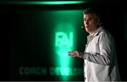 8 February 2025; Rivers of Thinking director Nick Levett speaking during an FAI Coaching Development Conference at the Aviva Stadium in Dublin. Photo by Seb Daly/Sportsfile