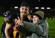 8 February 2025; Jordan Molloy of Kilkenny with supporters after the Allianz Hurling League Division 1A match between Wexford and Kilkenny at Chadwicks Wexford Park in Wexford. Photo by Ray McManus/Sportsfile