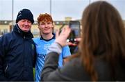 9 February 2025; Diarmaid Ó Dúlaing of Dublin with supporters after his side's victory in the Allianz Hurling League Division 1B match between Westmeath and Dublin at TEG Cusack Park in Mullingar, Westmeath. Photo by Shauna Clinton/Sportsfile