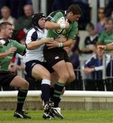4 September 2004; James Downey, Connacht, is tackled by Lee Harrison, Glasgow Rugby. Celtic League 2004-2005, Connacht v Glasgow Rugby, Sportsground, Galway. Picture credit; Matt Browne / SPORTSFILE