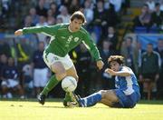 4 September 2004; Kevin Kilbane, Republic of Ireland, in action against Marinos Satsias, Cyprus. FIFA World Cup Qualifier, Republic of Ireland v Cyprus, Lansdowne Road, Dublin. Picture credit; David Maher / SPORTSFILE
