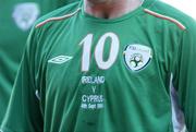 4 September 2004; The Republic of Ireland jersey worn by Robbie Keane during the game. FIFA World Cup Qualifier, Republic of Ireland v Cyprus, Lansdowne Road, Dublin. Picture credit; Pat Murphy / SPORTSFILE