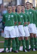 4 September 2004; Republic of Ireland palyers stand for the national anthem. FIFA World Cup Qualifier, Republic of Ireland v Cyprus, Lansdowne Road, Dublin. Picture credit; Pat Murphy / SPORTSFILE