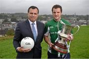 3 October 2013; Ireland International Rules manager Paul Earley, left, and Michael Murphy ahead of an International Rules press briefing where he was named as team captain for the upcoming series tests against Australia in association with the Irish Daily Mail. Michael Murphy named as Ireland Captain, Gallows Hill, Cavan. Picture credit: Stephen McCarthy / SPORTSFILE