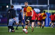 13 February 2025; Simon Cantwell of St Fintan's High School celebrates after the final whistle during the Bank of Ireland Leinster Rugby Boys Schools Senior Cup second round match between St Fintan's High School and St Vincent's Castleknock College at Energia Park in Dublin. Photo by Tyler Miller/Sportsfile