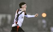 14 February 2025; Vincent Leonard of Dundalk celebrates after scoring his side's first goal during the SSE Airtricity Men's First Division match between Dundalk and Athlone Town at Oriel Park in Dundalk, Louth. Photo by Ben McShane/Sportsfile