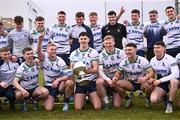 15 February 2025; UL captain Colin Coughlan with the cup after his side's victory in the Electric Ireland Higher Education GAA Fitzgibbon Cup final match between DCU Dóchas Éireann and University of Limerick at the GAA Connacht Centre of Excellence in Bekan, Mayo. Photo by Piaras Ó Mídheach/Sportsfile