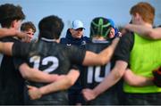 20 February 2025; Metro players huddle after their side's victory in the BearingPoint Shane Horgan Cup Round 4 match between Metro and North East at Ashbourne RFC in Ashbourne, Meath. Photo by Shauna Clinton/Sportsfile