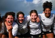 20 February 2025; Midlands players celebrate after their side's victory in the BearingPoint Sarah Robinson Cup Round 4 match between Midlands and South East at Ashbourne RFC in Ashbourne, Meath. Photo by Shauna Clinton/Sportsfile