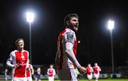 3 March 2025; Aidan Keena of St Patrick's Athletic celebrates after scoring his side's second goal, from a penalty, during the SSE Airtricity Men's Premier Division match between St Patrick's Athletic and Derry City at Richmond Park in Dublin Photo by Stephen McCarthy/Sportsfile