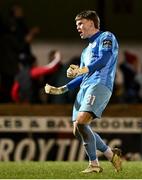 3 March 2025; Sligo Rovers goalkeeper Conor Walsh celebrates his side's second goal during the SSE Airtricity Men's Premier Division match between Sligo Rovers and Shamrock Rovers at The Showgrounds in Sligo. Photo by Piaras Ó Mídheach/Sportsfile