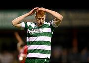 3 March 2025; Rory Gaffney of Shamrock Rovers reacts after a missed chance during the SSE Airtricity Men's Premier Division match between Sligo Rovers and Shamrock Rovers at The Showgrounds in Sligo. Photo by Piaras Ó Mídheach/Sportsfile