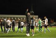 3 March 2025; Drogheda United manager Kevin Doherty celebrates after the SSE Airtricity Men's Premier Division match between Bohemians and Drogheda United at Dalymount Park in Dublin. Photo by Thomas Flinkow/Sportsfile