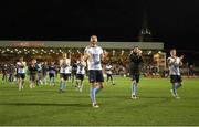 3 March 2025; Drogheda United players celebrate after the SSE Airtricity Men's Premier Division match between Bohemians and Drogheda United at Dalymount Park in Dublin. Photo by Thomas Flinkow/Sportsfile