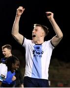 3 March 2025; Warren Davis of Drogheda United celebrates at the final whistle after the SSE Airtricity Men's Premier Division match between Bohemians and Drogheda United at Dalymount Park in Dublin. Photo by Thomas Flinkow/Sportsfile